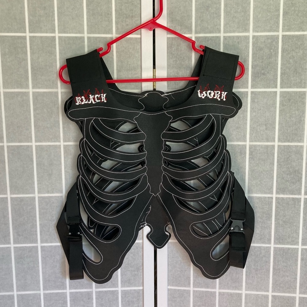Adjustable Black Skelton Vest